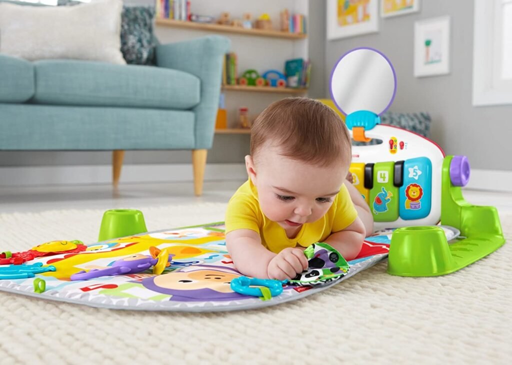 Fisher-Price Baby Playmat Deluxe Kick & Play Piano Gym & Maracas With ...