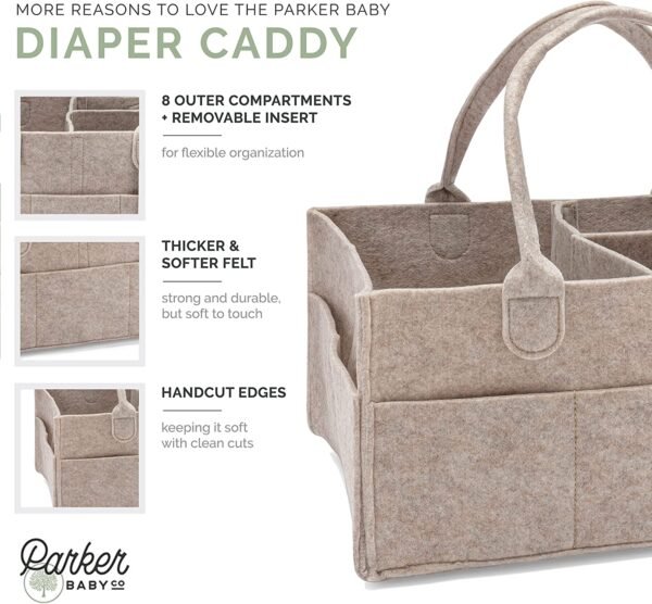 Parker Baby Diaper Caddy - Nursery Storage Bin and Car Organizer for Diapers and Baby Wipes - Large, Oatmeal